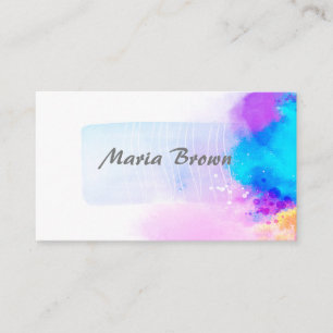 Carte De Visite design d'art moderne turquoise et violet abstrait
