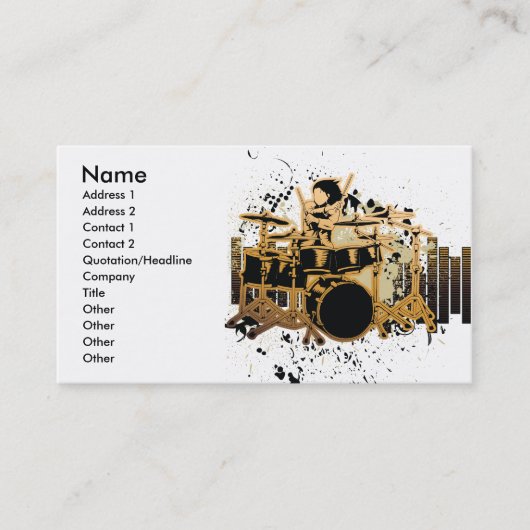 Carte De Visite design de batteur grunge (Devant)