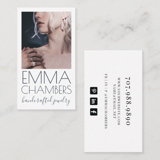 Carte de visite design de bijoux moderne et chic (Devant / Derrière)