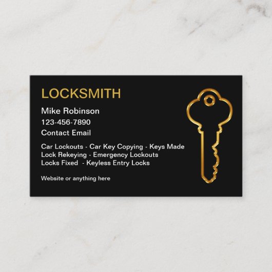 Carte De Visite Design de clé de la maison d'or de serrurerie clas (Devant)