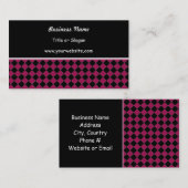 Carte De Visite Design de diamant moderne rose et noir (Devant / Derrière)