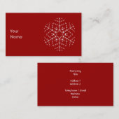 Carte De Visite Design de flocon de neige en rouge foncé et blanc. (Devant / Derrière)