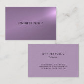Carte De Visite Design de glamour élégant violet Elite Plaine luxe (Devant / Derrière)