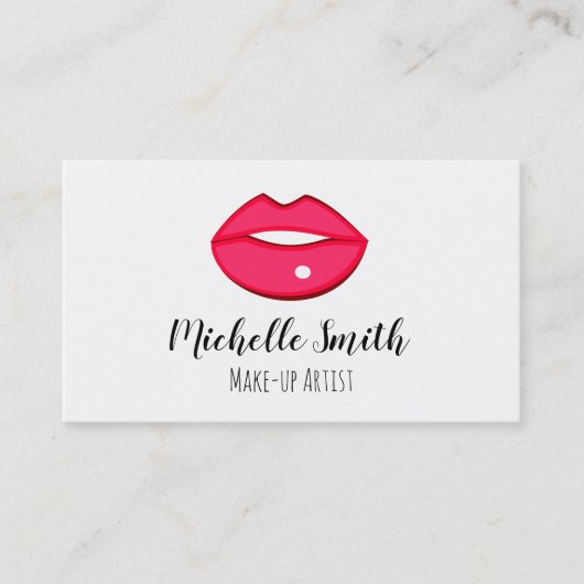 Carte De Visite Design de lèvres roses chaudes Maquilleur (Devant)