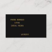 Carte De Visite Design de luxe professionnel noir et or (Dos)