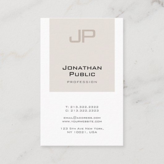Carte De Visite Design de monogramme élégant et tendance, simple e (Devant)