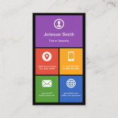Carte De Visite Design de style Metro Plat - Carreaux de couleurs (Dos)