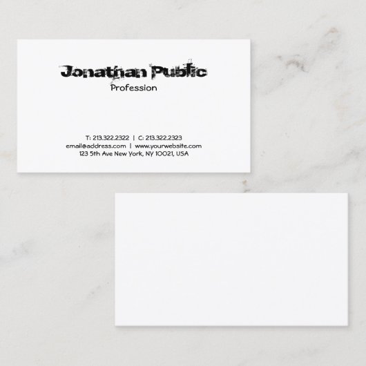 Carte De Visite Design de texte créatif Professionnel Simple (Devant / Derrière)