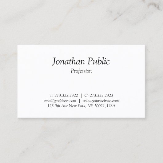 Carte De Visite Design de texte en italique élégant (Devant)