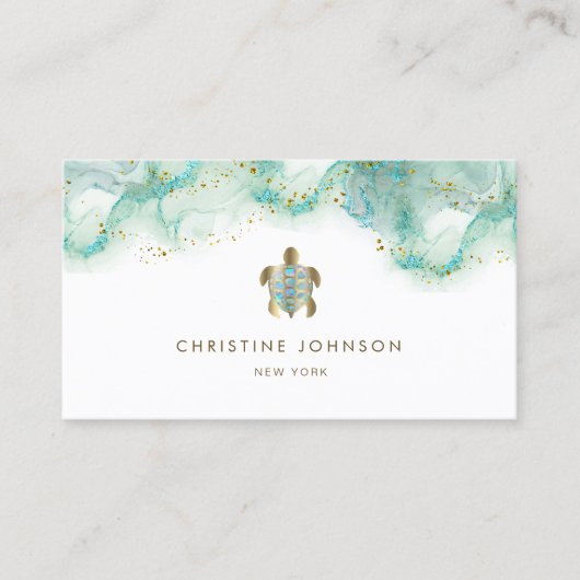carte de visite design de tortue de mer turquoise (Devant)