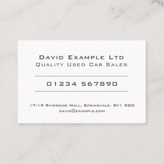 Carte De Visite Design de vente de voitures usagées de qualité bru (Dos)