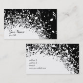 Carte De Visite design d'explosion de musique en noir et blanc (Devant / Derrière)