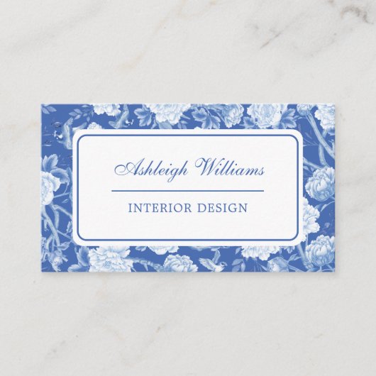 Carte De Visite Design d'intérieur à fleurs blanc chic (Devant)