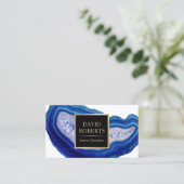 Carte De Visite Design d'intérieur Bleu Agate Pierre moderne (Debout devant)