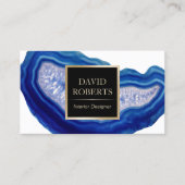 Carte De Visite Design d'intérieur Bleu Agate Pierre moderne (Devant)