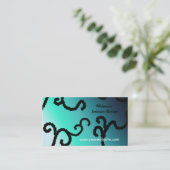 Carte De Visite Design d'intérieur bleu et noir classique (Debout devant)