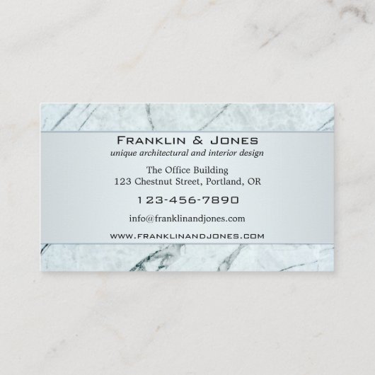 Carte De Visite Design d'intérieur d'architecte en marbre bleu Dus (Dos)