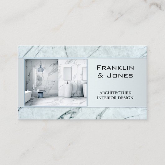 Carte De Visite Design d'intérieur d'architecte en marbre bleu Dus (Devant)