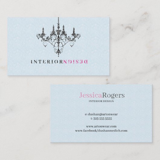 Carte De Visite Design d'intérieur d'Arrière - plan bleu lustre no (Devant / Derrière)