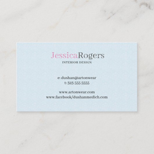 Carte De Visite Design d'intérieur d'Arrière - plan bleu lustre no (Dos)