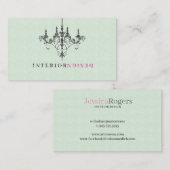 Carte De Visite Design d'intérieur d'Arrière - plan vert de lustre (Devant / Derrière)