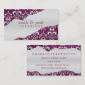 Carte De Visite Design d'intérieur de damassé déchiré par pourpre (Devant / Derrière)