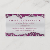 Carte De Visite Design d'intérieur de damassé déchiré par pourpre (Dos)