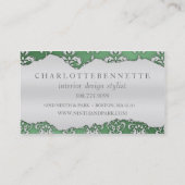Carte De Visite Design d'intérieur de damassé déchiré par vert de (Dos)