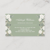 Carte De Visite Design d'intérieur de fleurs Chic Sage Green Chino (Dos)