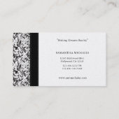 Carte De Visite Design d'intérieur de monogramme de damassé de (Dos)