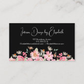 Carte De Visite Design d'intérieur de script floral noir (Dos)