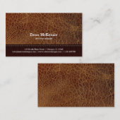 Carte De Visite Design d'intérieur en cuir marron doré (Devant / Derrière)