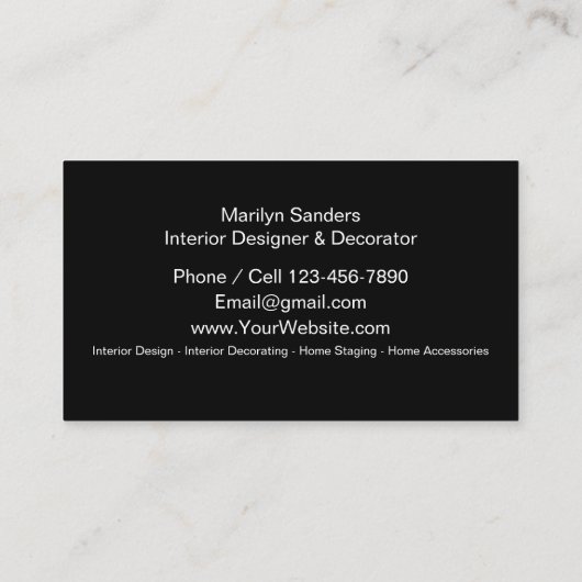 Carte De Visite Design D'Intérieur Et Décor Créatif (Dos)