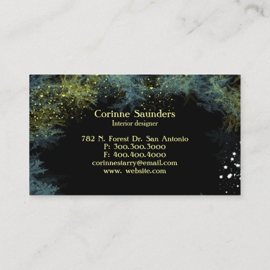 Carte De Visite Design d'intérieur forestier étincelant (Dos)