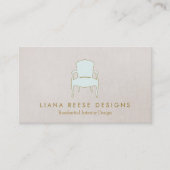 Carte De Visite Design d'intérieur Français Chaise Logo FAUX Linen (Devant)