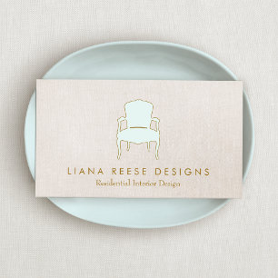 Carte De Visite Design d'intérieur Français Chaise Logo FAUX Linen