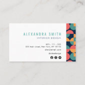 Carte De Visite design d'intérieur géométrique aux couleurs modern (Dos)