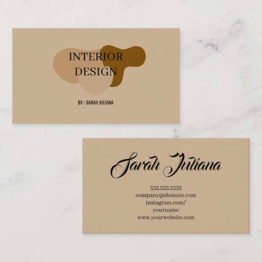 Carte De Visite Design d'intérieur minimalis beige (Devant / Derrière)
