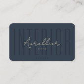 Carte De Visite Design d'intérieur moderne Architecte bleu foncé (Devant)