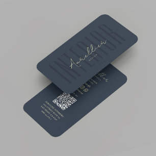 Carte De Visite Design d'intérieur moderne Architecte bleu foncé