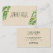 Carte De Visite Design d'intérieur moderne en feuille de palme tro (Devant / Derrière)