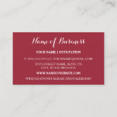 Carte De Visite Design d'intérieur moderne géométrique rouge et no (Dos)