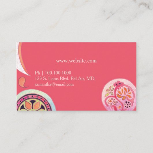 Carte De Visite Design d'intérieur Motif Lotus d'Asie (Dos)