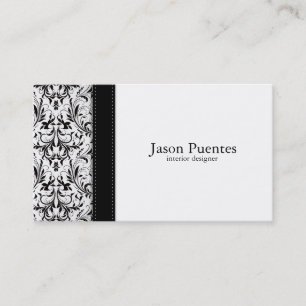 Carte De Visite Design d'intérieur noir et blanc élégant de