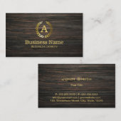 Carte De Visite Design d'intérieur professionnel Gold Monogram Woo (Devant / Derrière)
