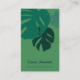 Carte De Visite Design d'intérieur vert feuille Monstera