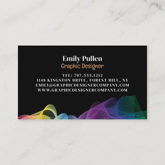 Carte De Visite Design d'onde graphique, graphiste (Dos)
