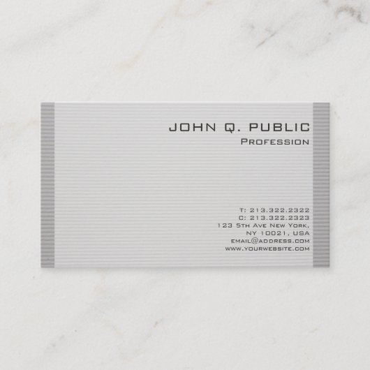 Carte De Visite Design élégant à rayures gris clair (Devant)