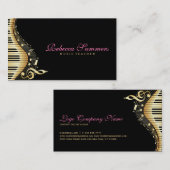 Carte De Visite Design Élégant Black And Gold Music Notes (Devant / Derrière)