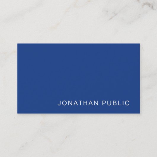 Carte De Visite Design élégant Blue Sleek Design tendance Plain Lu (Devant)